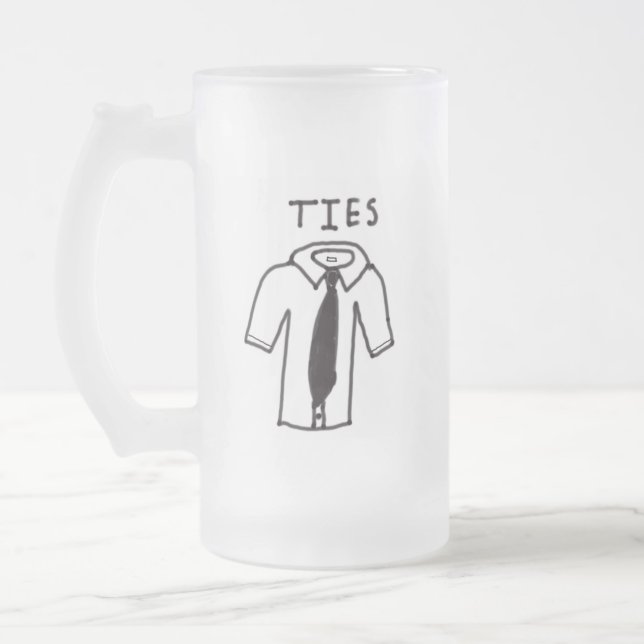Frosted Mug w/Black and White Shirt w/Tie Logo (Left)