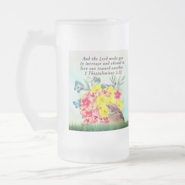 Frosted mug with bible verse and nature artwork (Left)