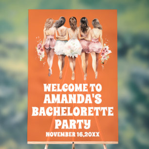 Frosted Orange Acrylic Bachelorette Welcome Sign