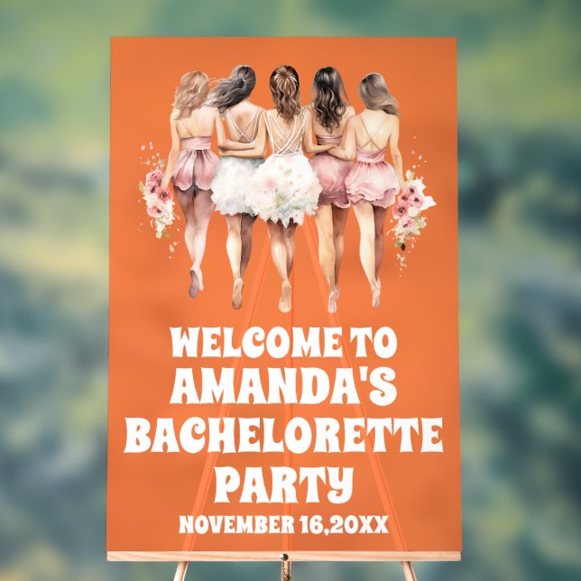 Frosted Orange Acrylic Bachelorette Welcome Sign (Neutral)