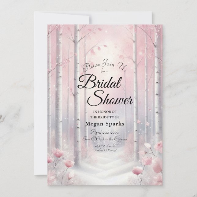 Frosted Petals in a Winter Woodland Bridal Shower Invitation (Front)