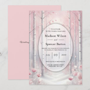 Frosted Petals in a Winter Woodland Wedding Invitation
