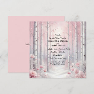 Frosted Petals in a Winter Woodland Wedding Invitation