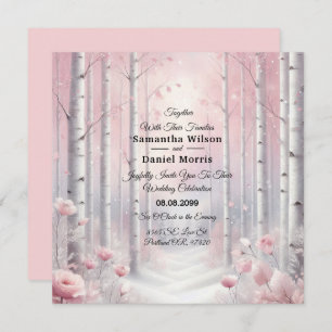 Frosted Petals in a Winter Woodland Wedding Invitation