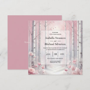 Frosted Petals in a Winter Woodland Wedding Invitation