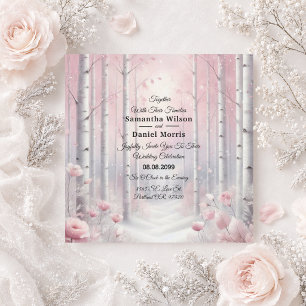 Frosted Petals in a Winter Woodland Wedding Invitation
