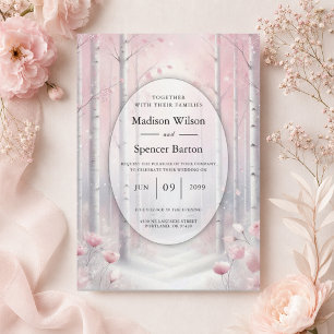 Frosted Petals in a Winter Woodland Wedding Invitation