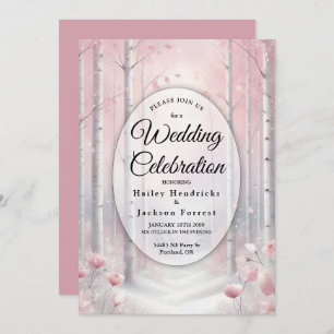 Frosted Petals in a Winter Woodland Wedding Invitation