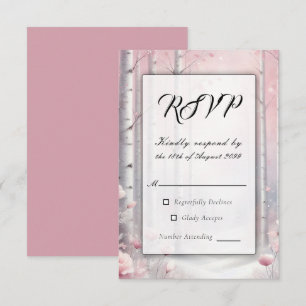 Frosted Petals in a Winter Woodland Wedding RSVP Card