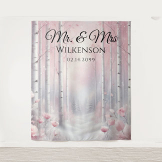 Frosted Petals in a Winter Woodland Wedding  Tapestry