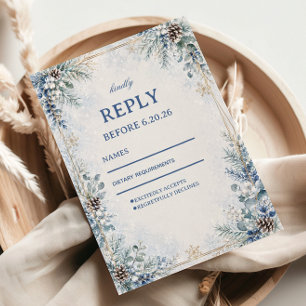 Frosted Pinecone Winter Botanical Romance RSVP Card