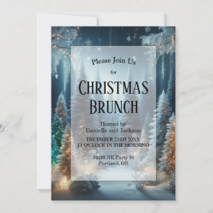 Frosted Pines in Winter Glow Christmas Brunch Invitation