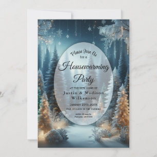 Frosted Pines in Winter Glow Housewarming Party Invitation