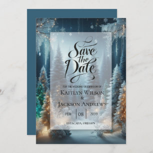 Frosted Pines in Winter Glow Wedding Save The Date