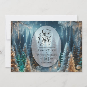 Frosted Pines in Winter Glow Wedding Save The Date