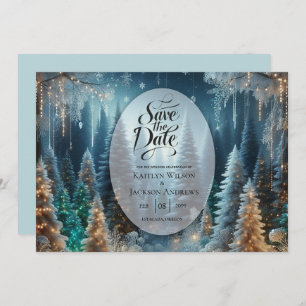 Frosted Pines in Winter Glow Wedding Save The Date