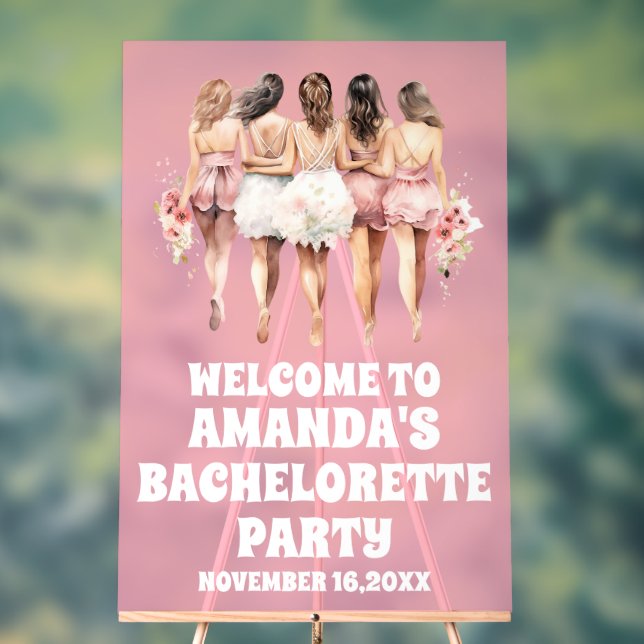 Frosted Pink Acrylic Bachelorette Welcome Sign (Neutral)