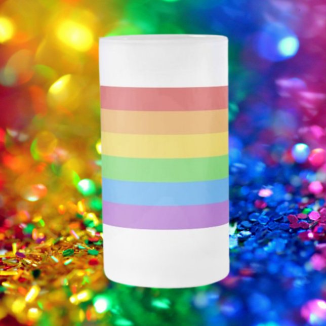 Frosted Pride: Rainbow Flag Frosted Glass Beer Mug (Creator Uploaded)