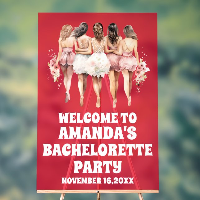 Frosted Red Acrylic Bachelorette Welcome Sign (Neutral)