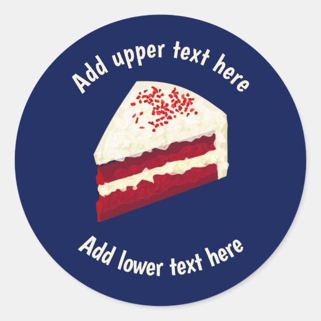 Frosted Red Velvet Cake Piece - Add Own Text to Classic Round Sticker (Front)
