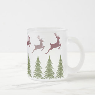 Frosted Reindeer and Pine Tree Christmas Mug