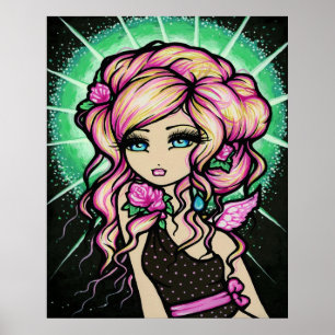 Frosted Rose Angel Fairy Fantasy Art Poster