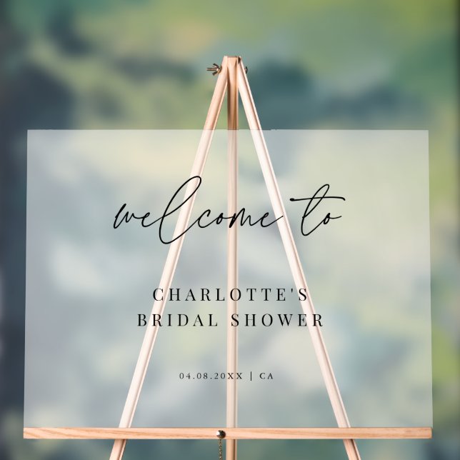 Frosted Script Wedding Bridal Shower Welcome Acrylic Sign (Neutral)