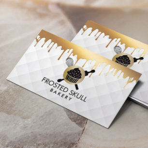 Frosted Skull Bakery Custom Crossbones Logo Business Card