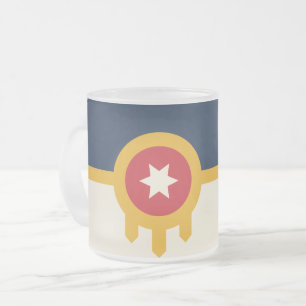 Frosted small glass mug, flag of Tulsa, Oklahoma Frosted Glass Coffee Mug
