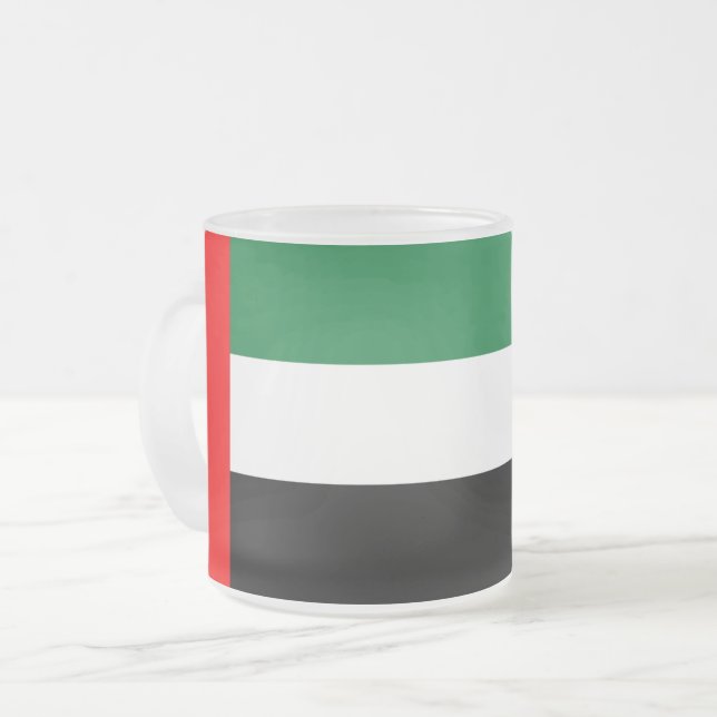Frosted small glass mug - flag of UAE (Front Left)