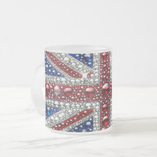 Frosted small glass mug with British Colours