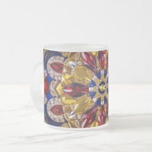 Frosted small glass mug with Colombian Colours