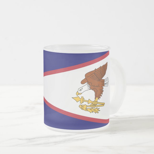 Frosted small glass mug with flag American Samoa (Front Right)