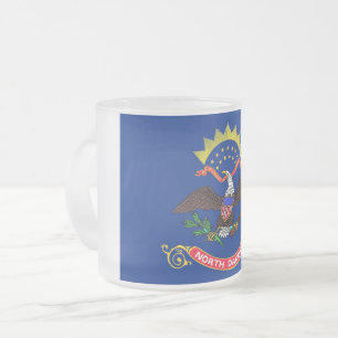 Frosted small glass mug with flag North Dakota