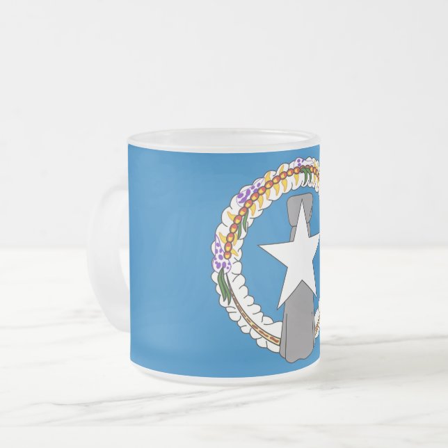 Frosted small glass mug with flag Northern Mariana (Front Left)