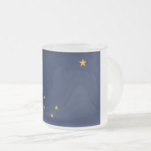 Frosted small glass mug with flag of Alaska, USA