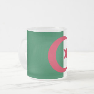 Frosted small glass mug with flag of Algeria
