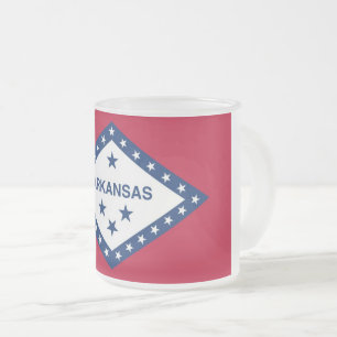 Frosted small glass mug with flag of Arkansas, USA