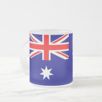 Frosted small glass mug with flag of Australia