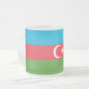 Frosted small glass mug with flag of Azerbaijan