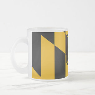 Frosted small glass mug with flag of Baltimore