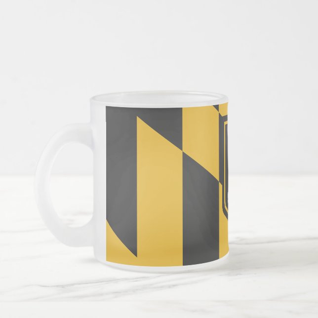 Frosted small glass mug with flag of Baltimore (Left)