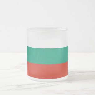 Frosted small glass mug with flag of Bulgaria