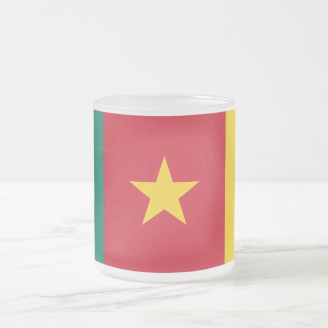 Frosted small glass mug with flag of Cameroon (Center)