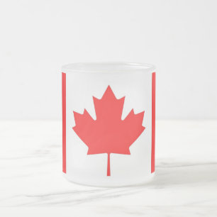 Frosted small glass mug with flag of Canada