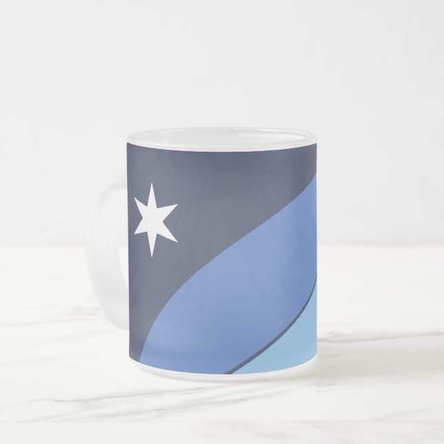 Frosted small glass mug with flag of Columbia (Front Left)