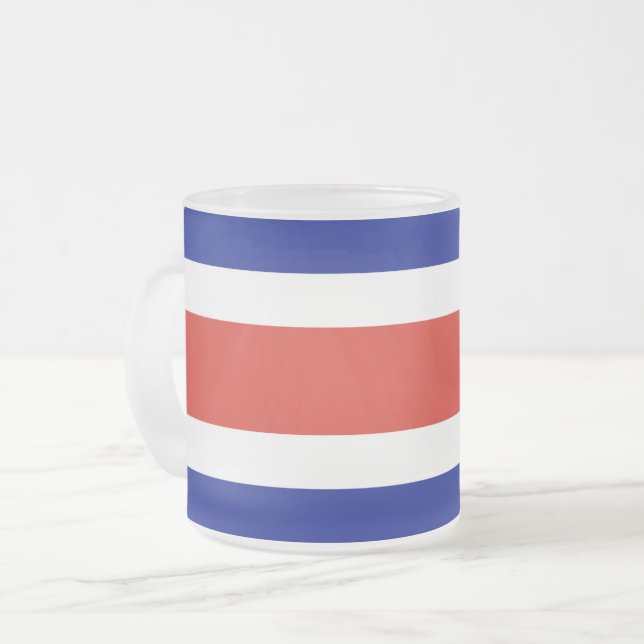 Frosted small glass mug with flag of Costa Rica (Front Left)