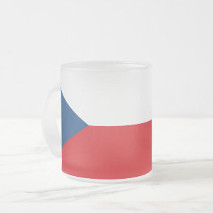 Frosted small glass mug with flag of Czechia