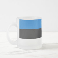 Frosted small glass mug with flag of Estonia