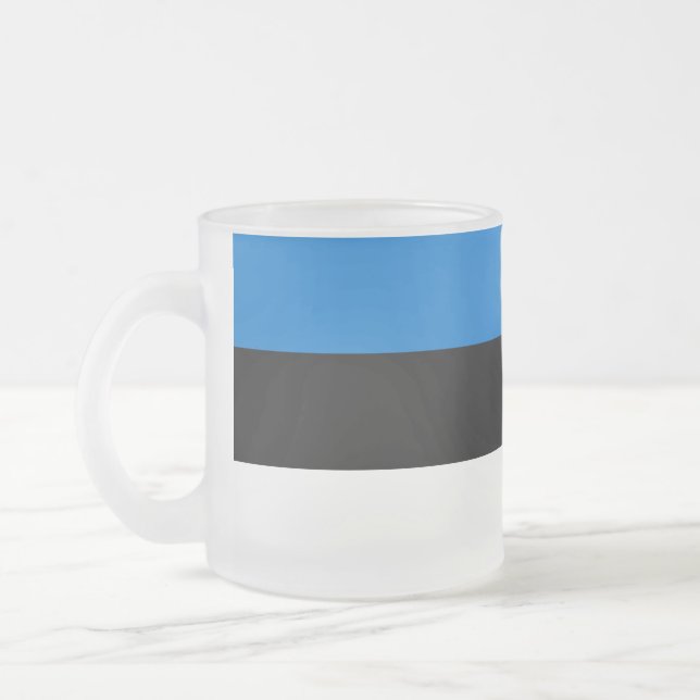 Frosted small glass mug with flag of Estonia (Left)